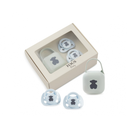 Pack 2 Chupetes Anatómicos Tous Baby 0-6 Meses Azul+ Porta chupetes