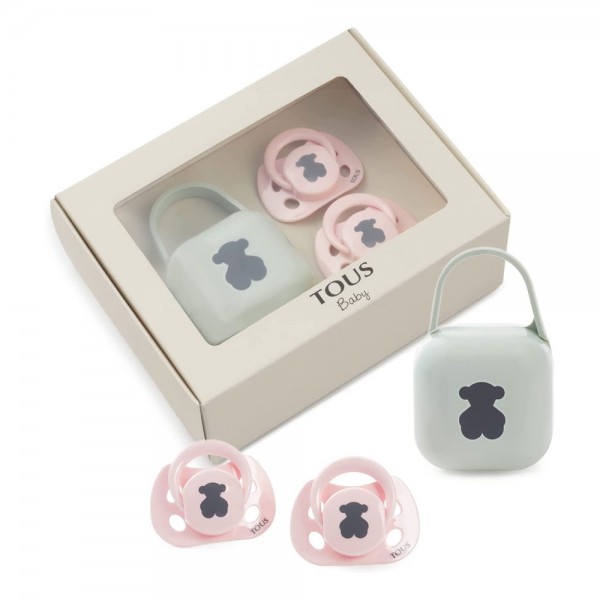 Pack 2 Chupetes Anatómicos Tous Baby 0-6 Meses Rosa+ Porta chupetes