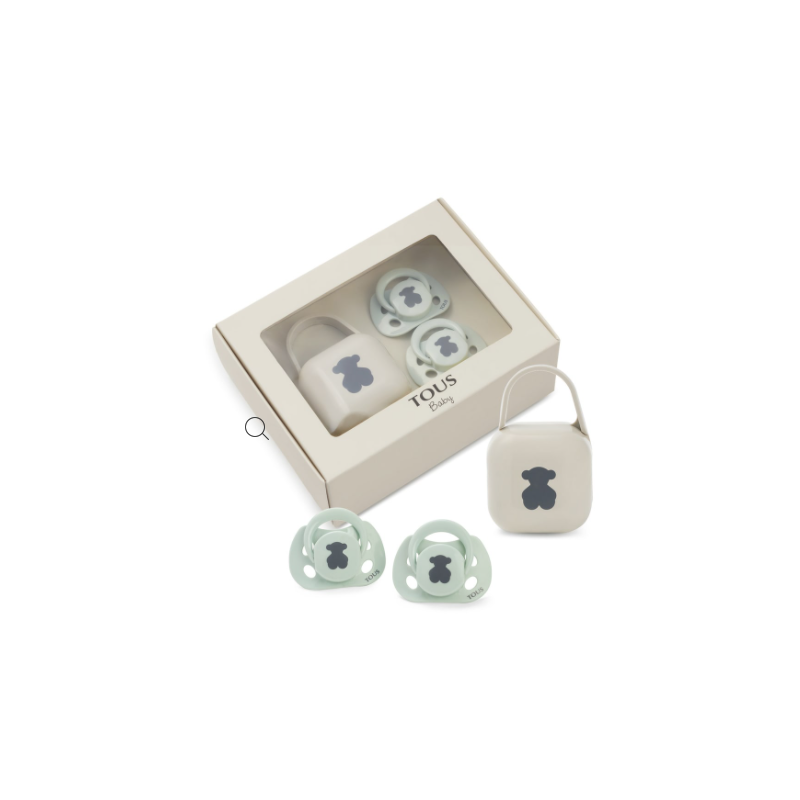 Pack 2 Chupetes Anatómicos Tous Baby Verde 0-6 Meses +Porta chupetes